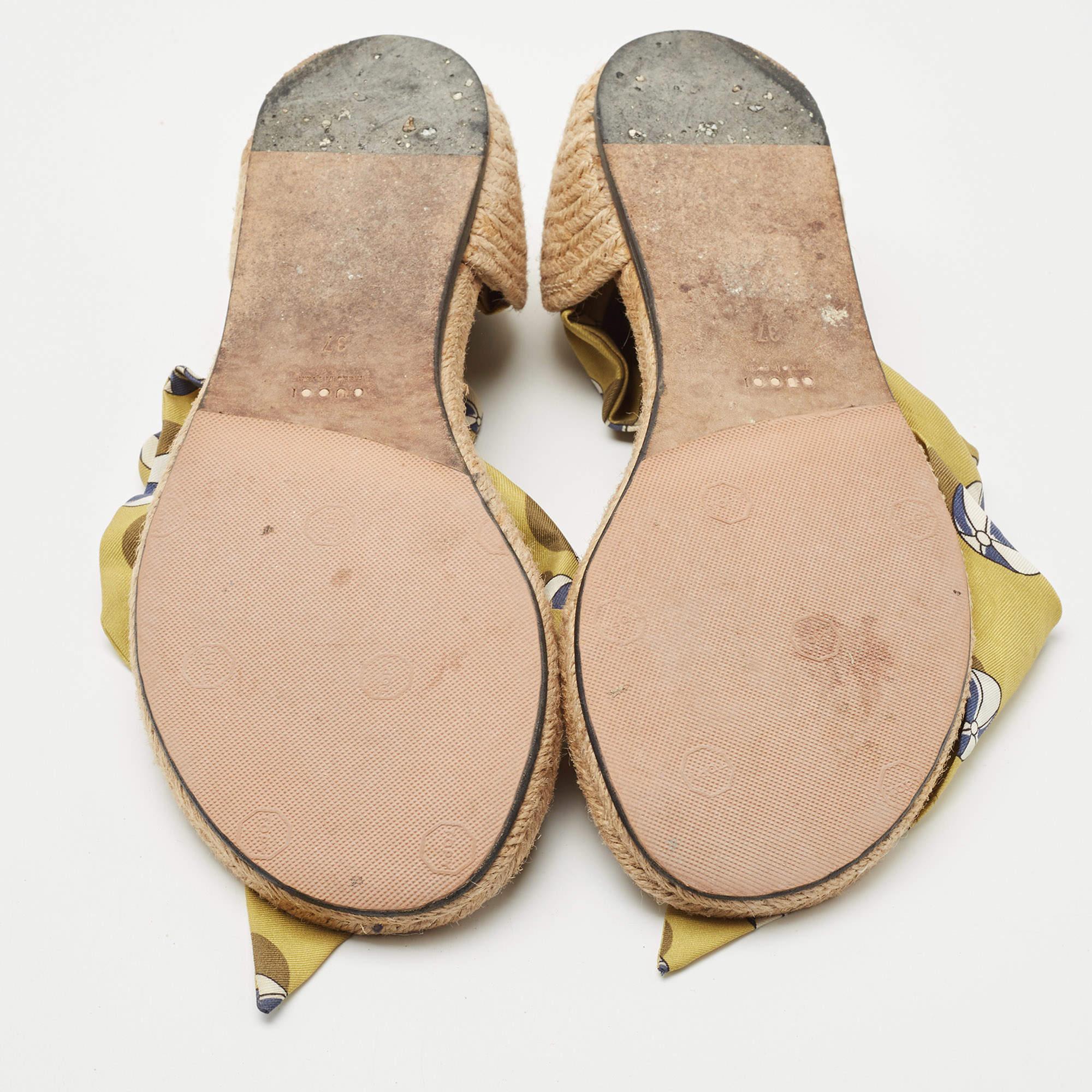 Gucci Black/Yellow Patent and Tie Up Ribbon Espadrilles Size 37 1