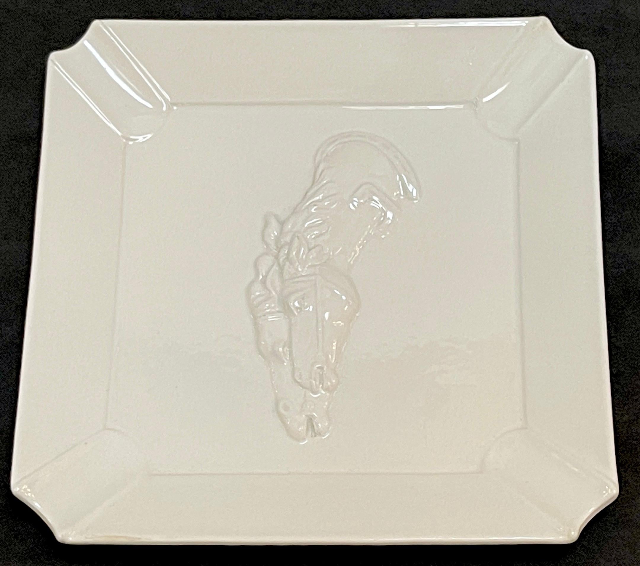 Gucci Blanc de Chine Porcelain Horse Motif Ash/Cigar Tray/ Vide-Poche  In Good Condition In West Palm Beach, FL