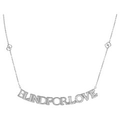 Gucci Blind for Love 18K White Gold 0.45ct Diamond Script Necklace GU10-100223