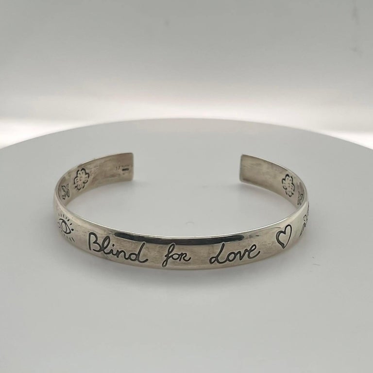 Gucci Blind For Love Cuff Bracelet 925 Sterling Silver For Sale at