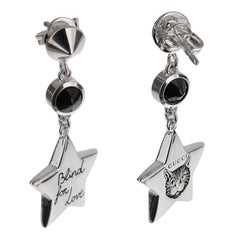 Orecchini in onice con stella felina "Blind for Love" di Gucci A. Silver