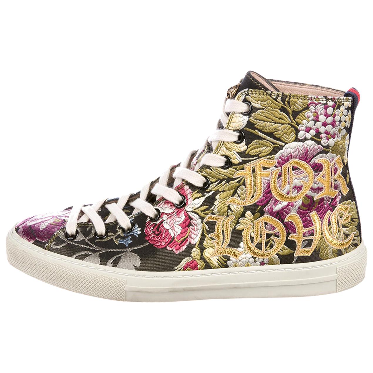 Gucci Blind For Love Floral-Embroidered High-Top Sneakers at 1stDibs |  floral high tops, gucci snake, gucci floral high top sneakers