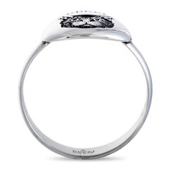 Gucci Blind For Love Silver Engraved Cat Motif Ring