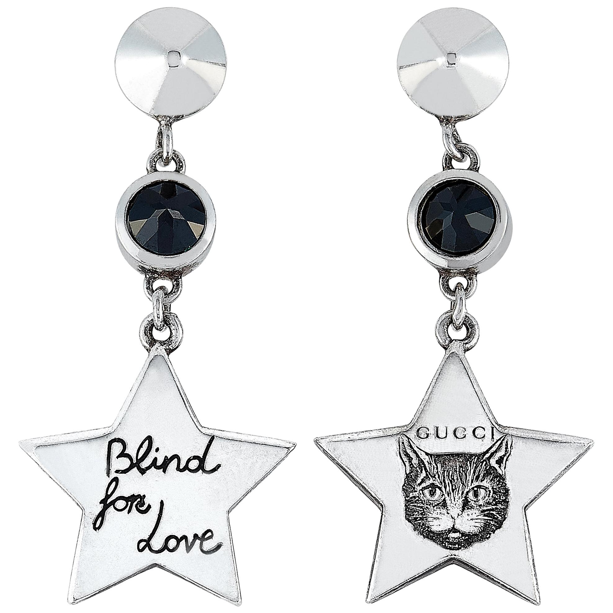 Gucci Blind for Love Sterling Silver and Black Spinel Earrings