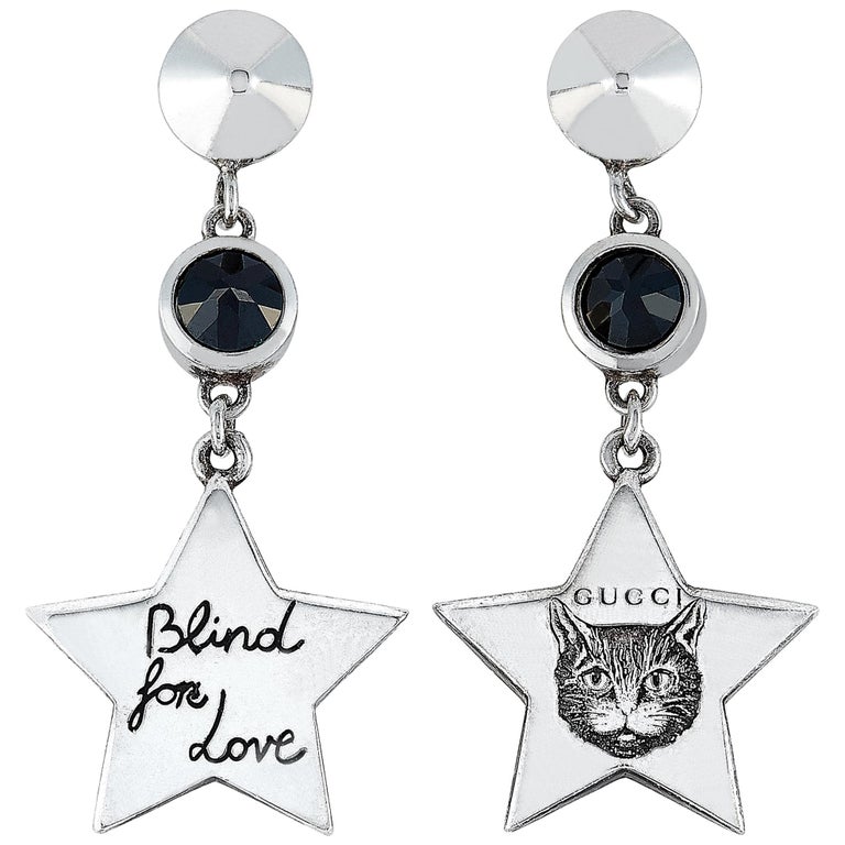 Gucci Blind for Love Sterling Silver and Black Spinel Earrings at 1stDibs |  gucci blind for love earrings, gucci cat earrings, gucci loved earrings