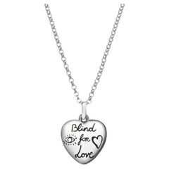 Gucci Blind for Love Sterling Silver Engraved Heart Necklace YBB455542001