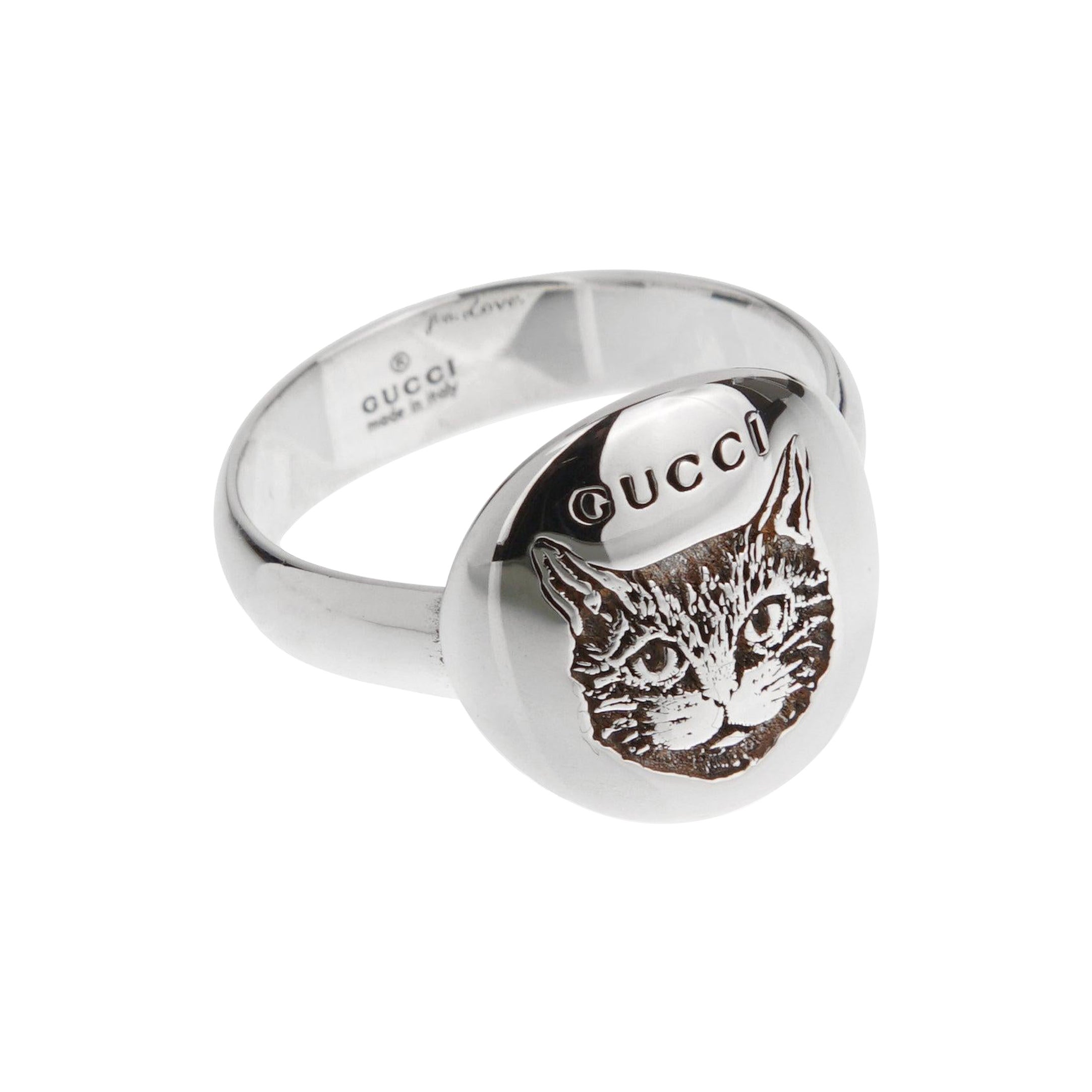 Gucci Blind for Love Sterling Silver Feline Ring Sz 5 1/4