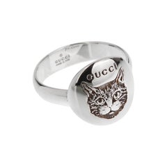 Gucci Blind for Love Sterling Silver Feline Ring Sz 5 1/4