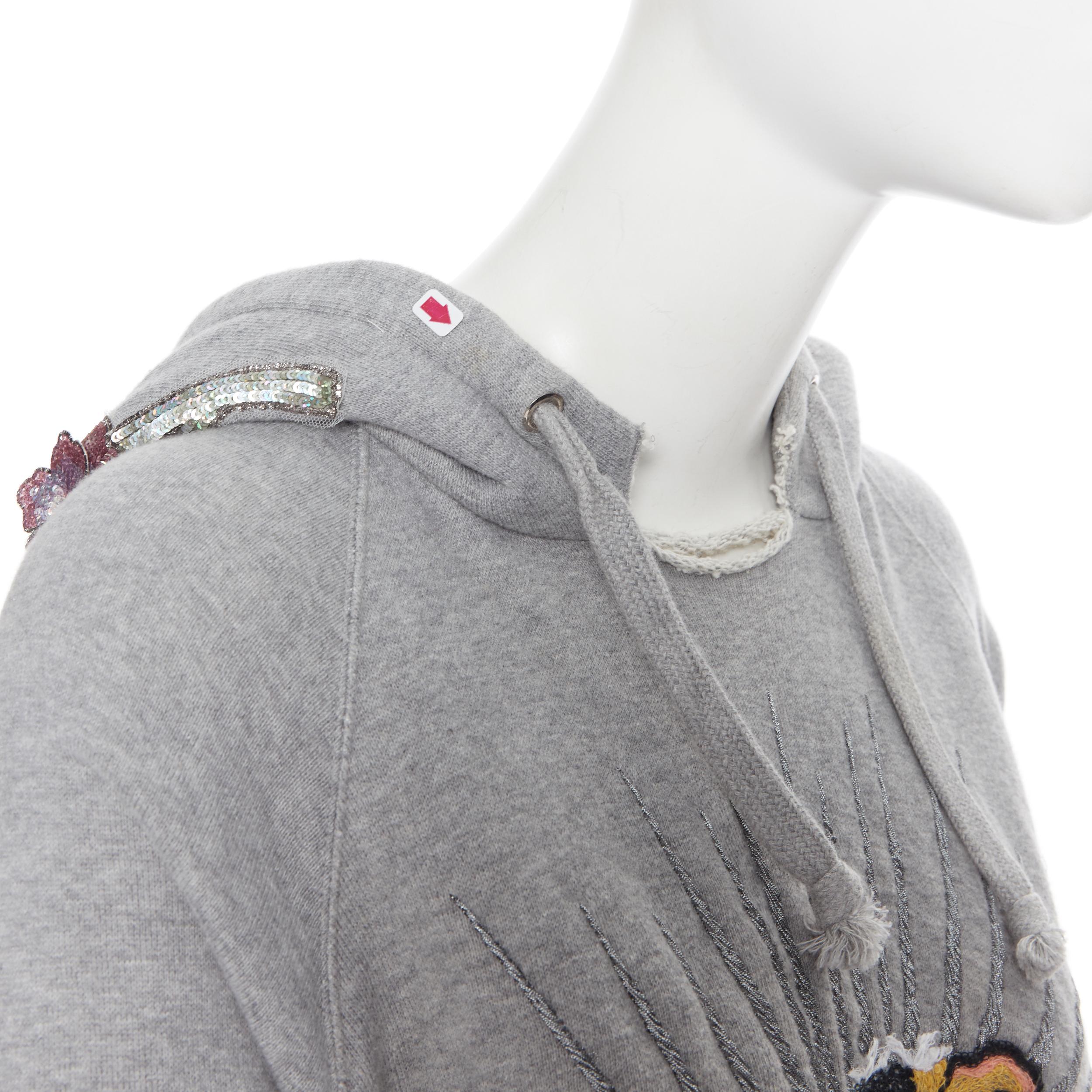 GUCCI Blind For Love Tiger sequins floral embroidered distressed hoodie S 3