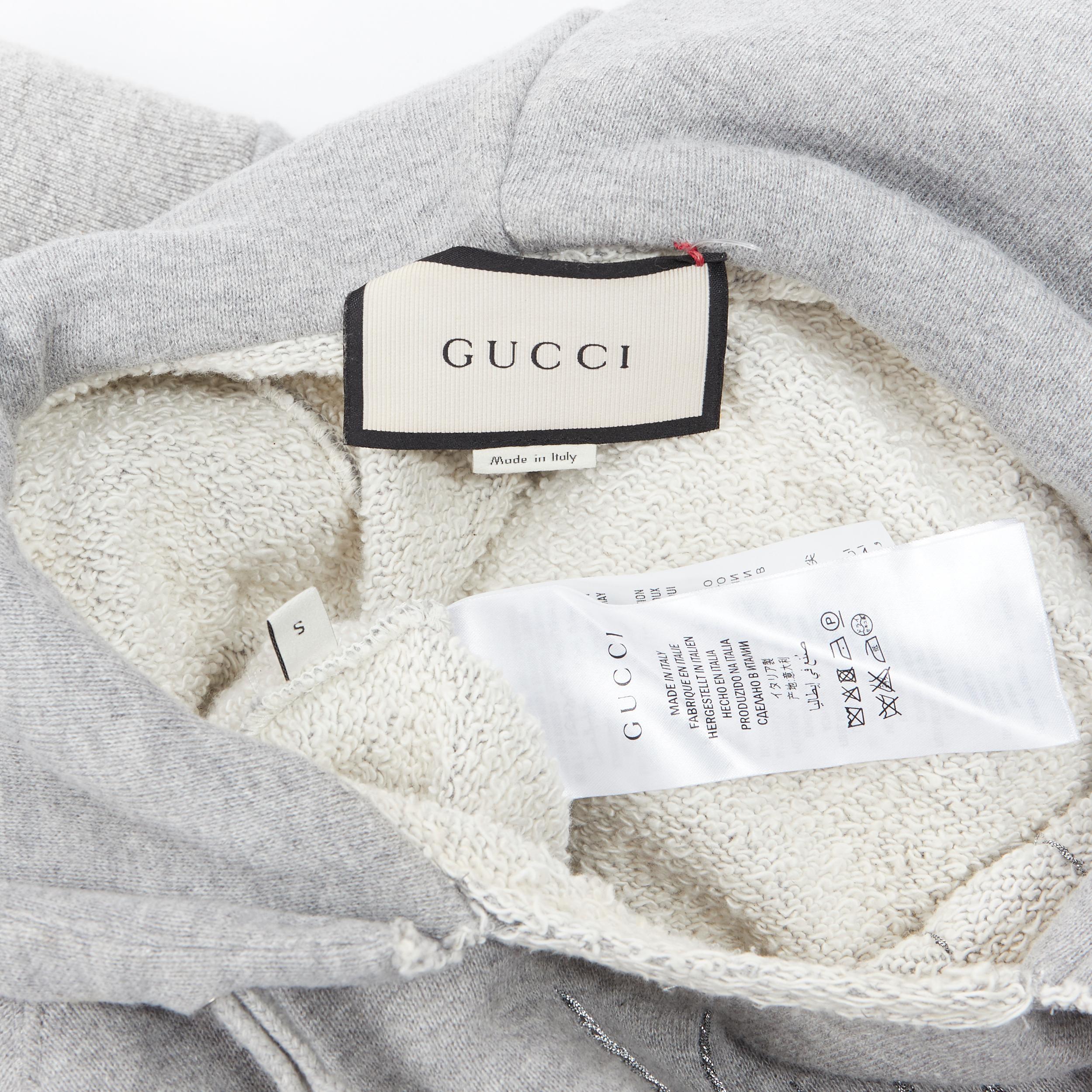 GUCCI Blind For Love Tiger sequins floral embroidered distressed hoodie S 4