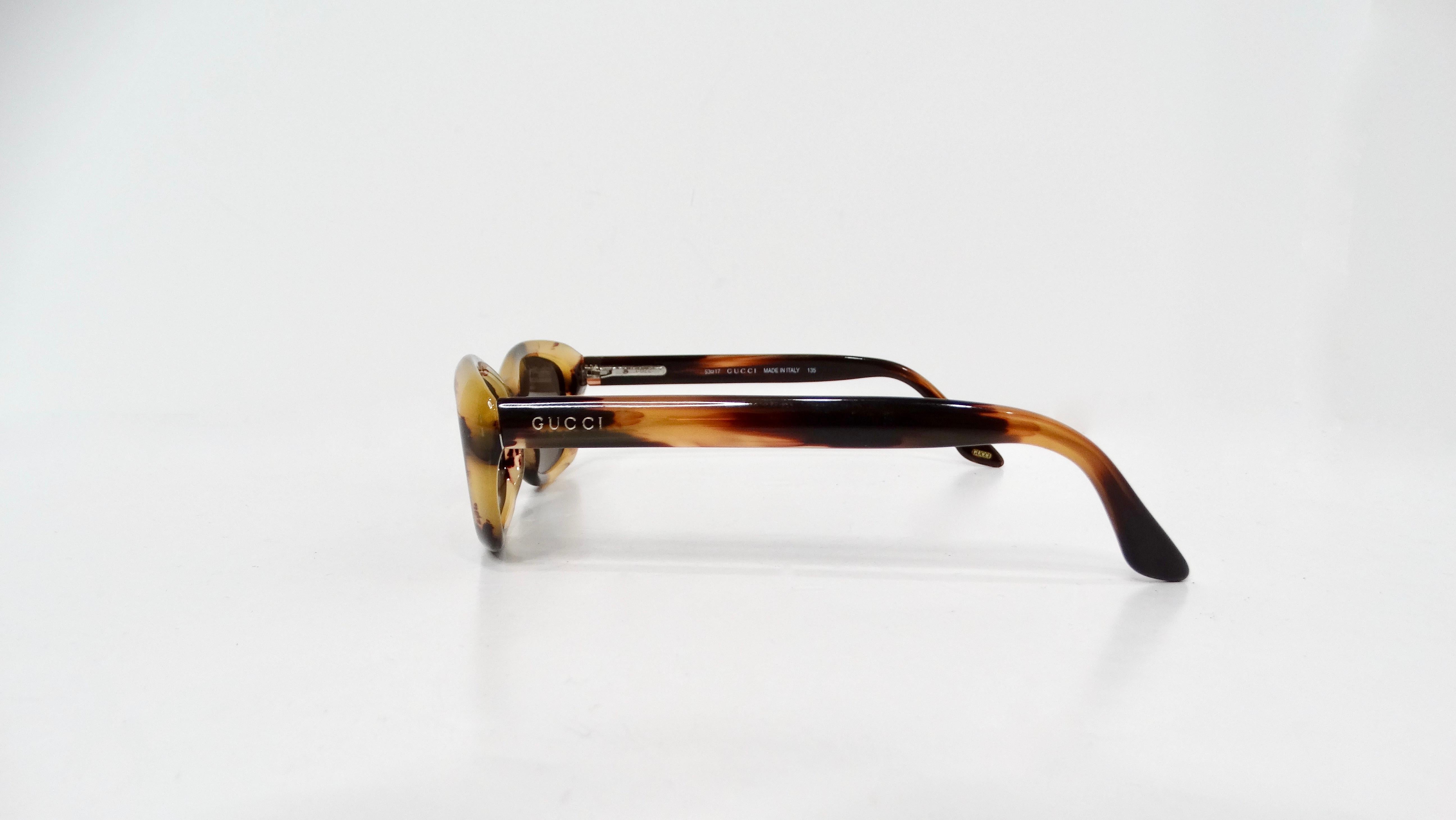 Brown Gucci Blonde Tortoise Cat Eye Tinted Sunglasses For Sale