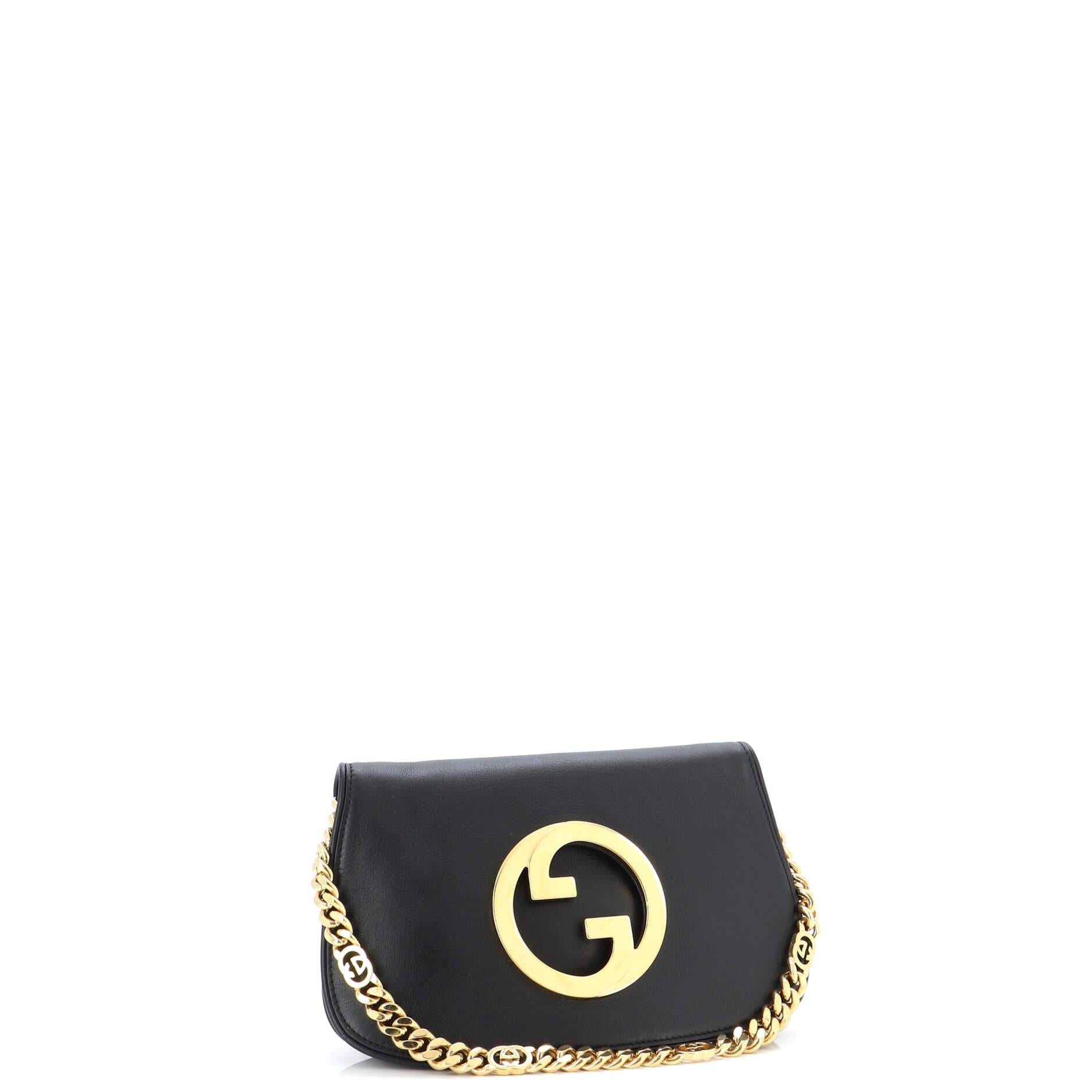 Gucci Blondie NM Chain Flap Bag Leather Small In Good Condition For Sale In NY, NY