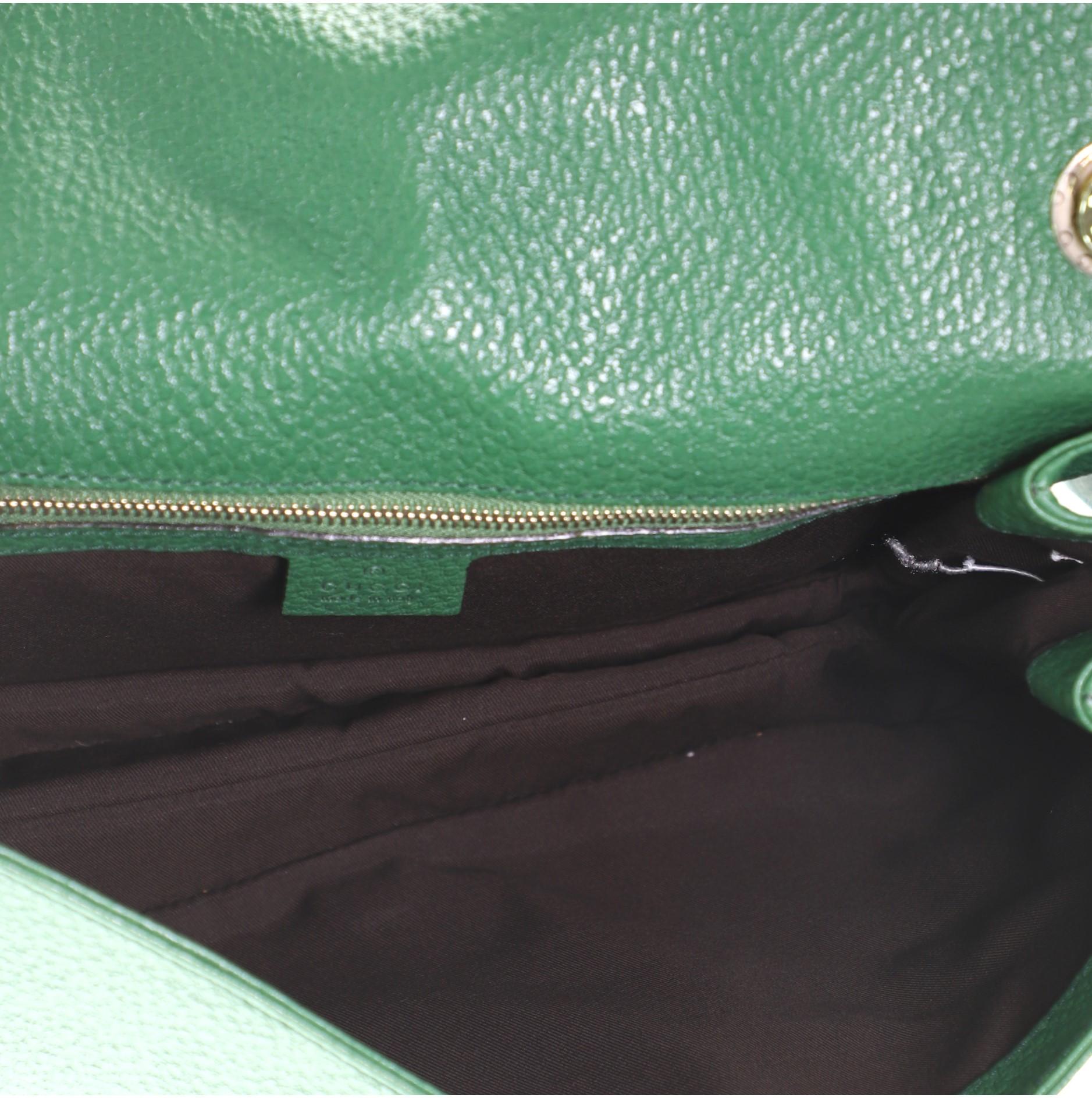 Gray Gucci Blondie Web Flap Bag Leather Medium