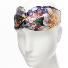 GUCCI Bloom 100% silk blue multi twist front turban style head scarf headband