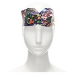 GUCCI Bloom 100% silk blue multi twist front turban style head scarf headband
