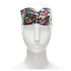 GUCCI Bloom 100% blaues Seidenschal mit mehrreihigem Kopfschmuck im Turban-Stil