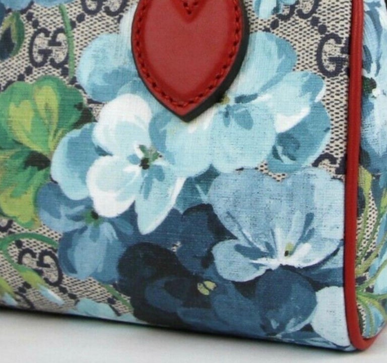 Gucci Mini Blooms GG Supreme Canvas Top Handle Crossbody Bag Red 546312