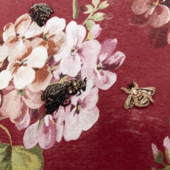 GUCCi Blooms burgundy pink floral print cotton Embellished insect t-shirt M