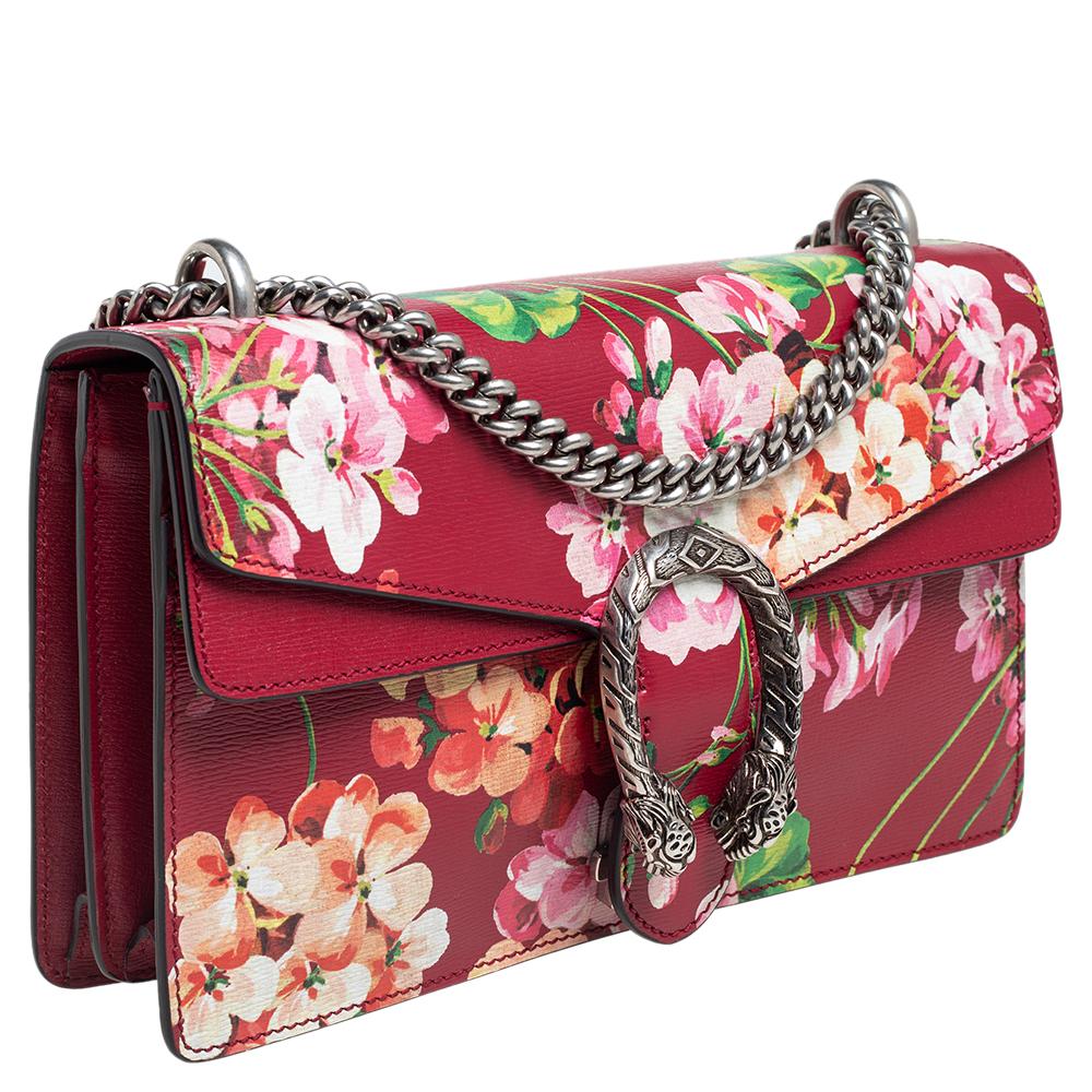 Pink Gucci Blooms Leather Small Dionysus Shoulder Bag