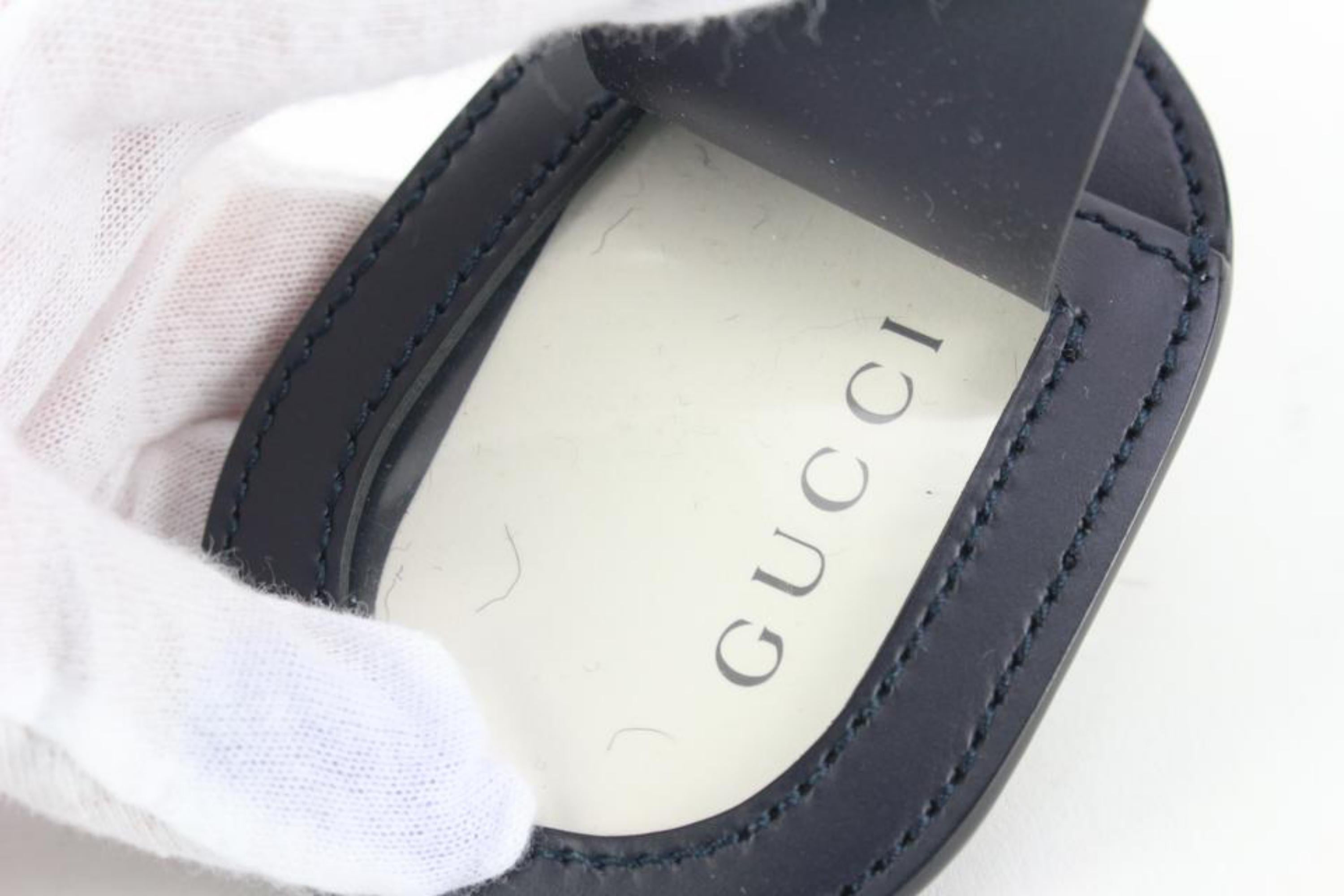 Gucci Blooms Marineblau Leder Name Tag Clochette Tasche Charm 54gz55s (Schwarz) im Angebot