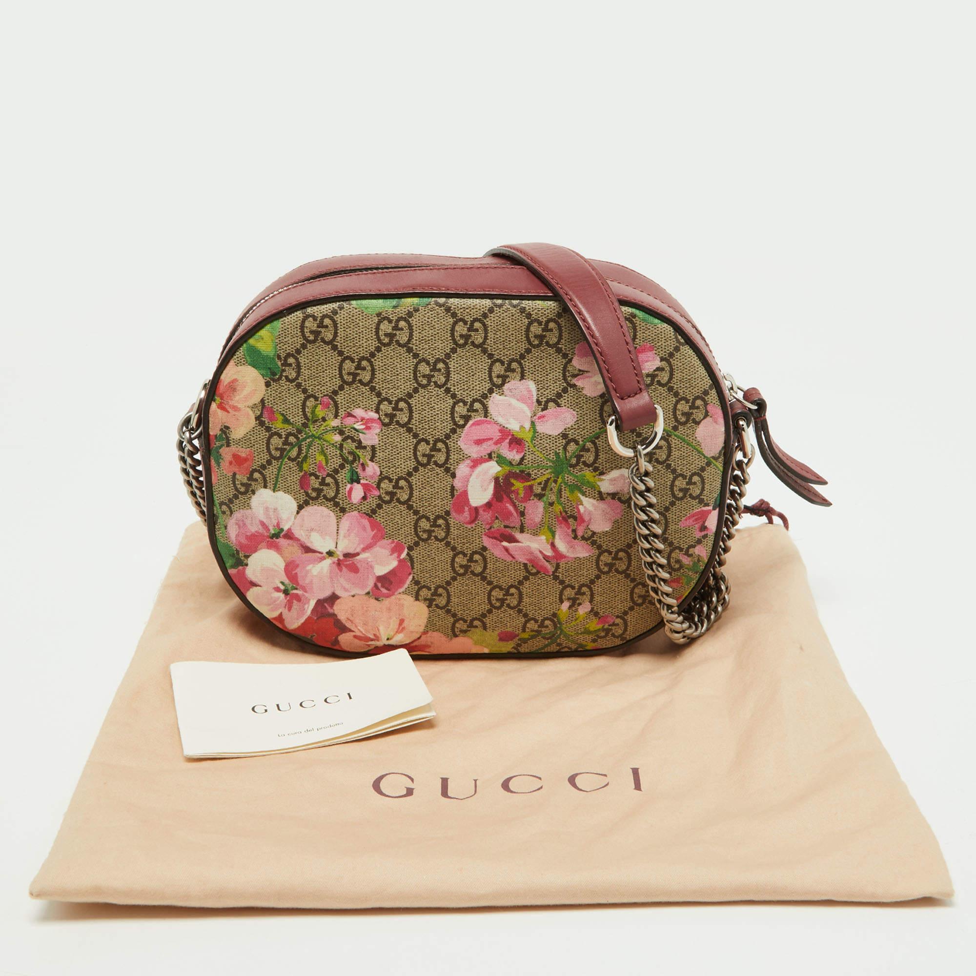 Gucci Blooms Print GG Supreme Canvas and Leather Mini Chain Crossbody Bag 7