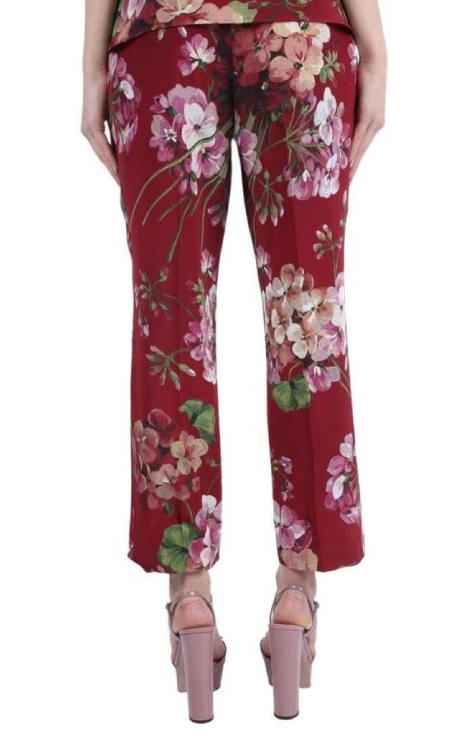 Marron Gucci Blooms imprimé pyjama bourgogne en soie IT 36 US 0 en vente