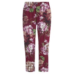 Gucci Blooms Print Pyjama Burgundy Silk Pants IT 36 US 0