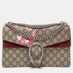 Gucci Blossom Print GG Supreme Canvas and Suede Small Dionysus Shoulder bag