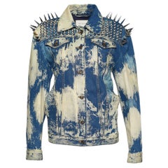 Used Gucci Blue Acid Wash Denim Studded Denim Jacket S
