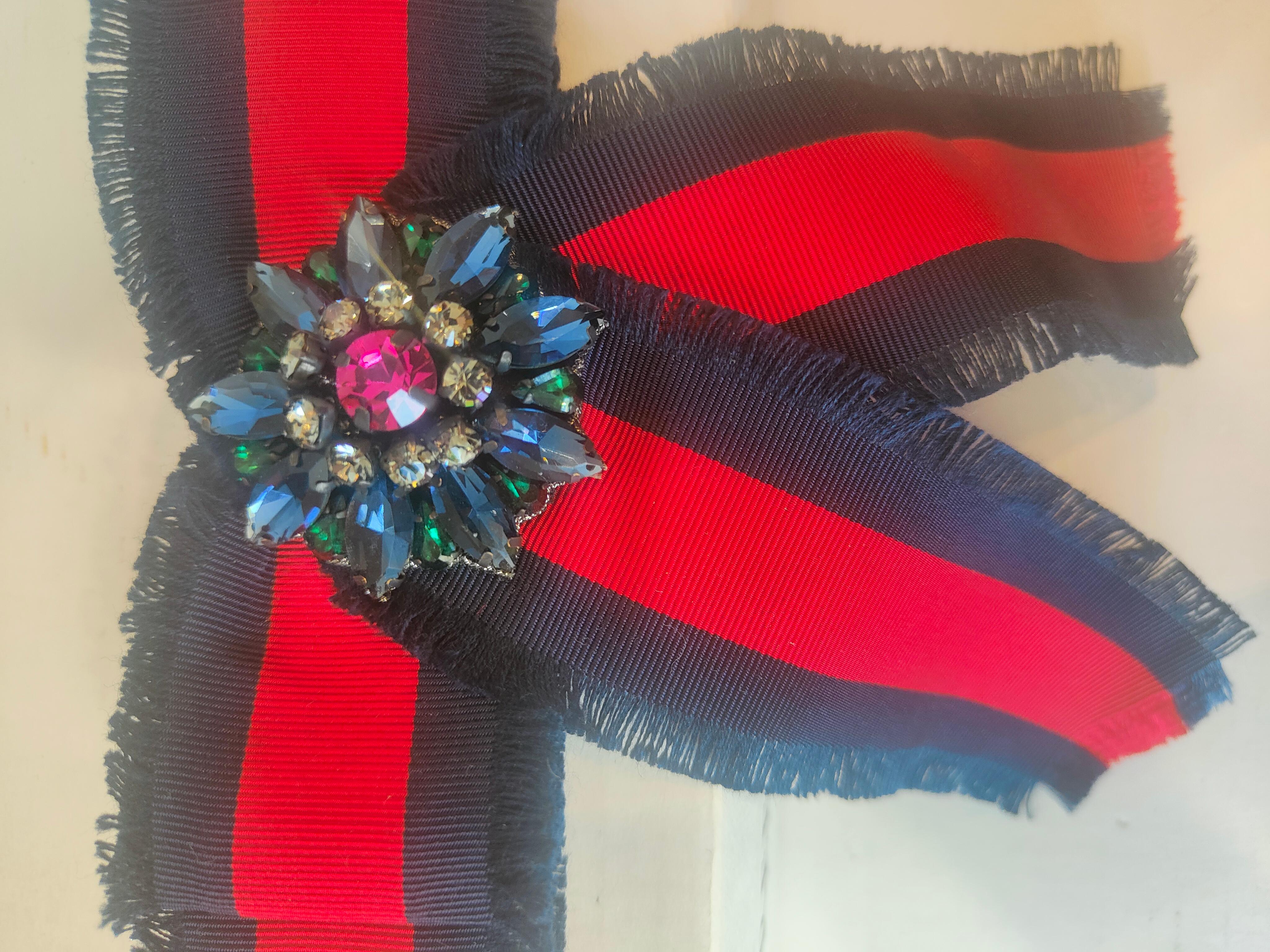 Gucci Blue and Red with swarovski stones brooch NWOT
toally made in italy and designed by Alessandro Michele

