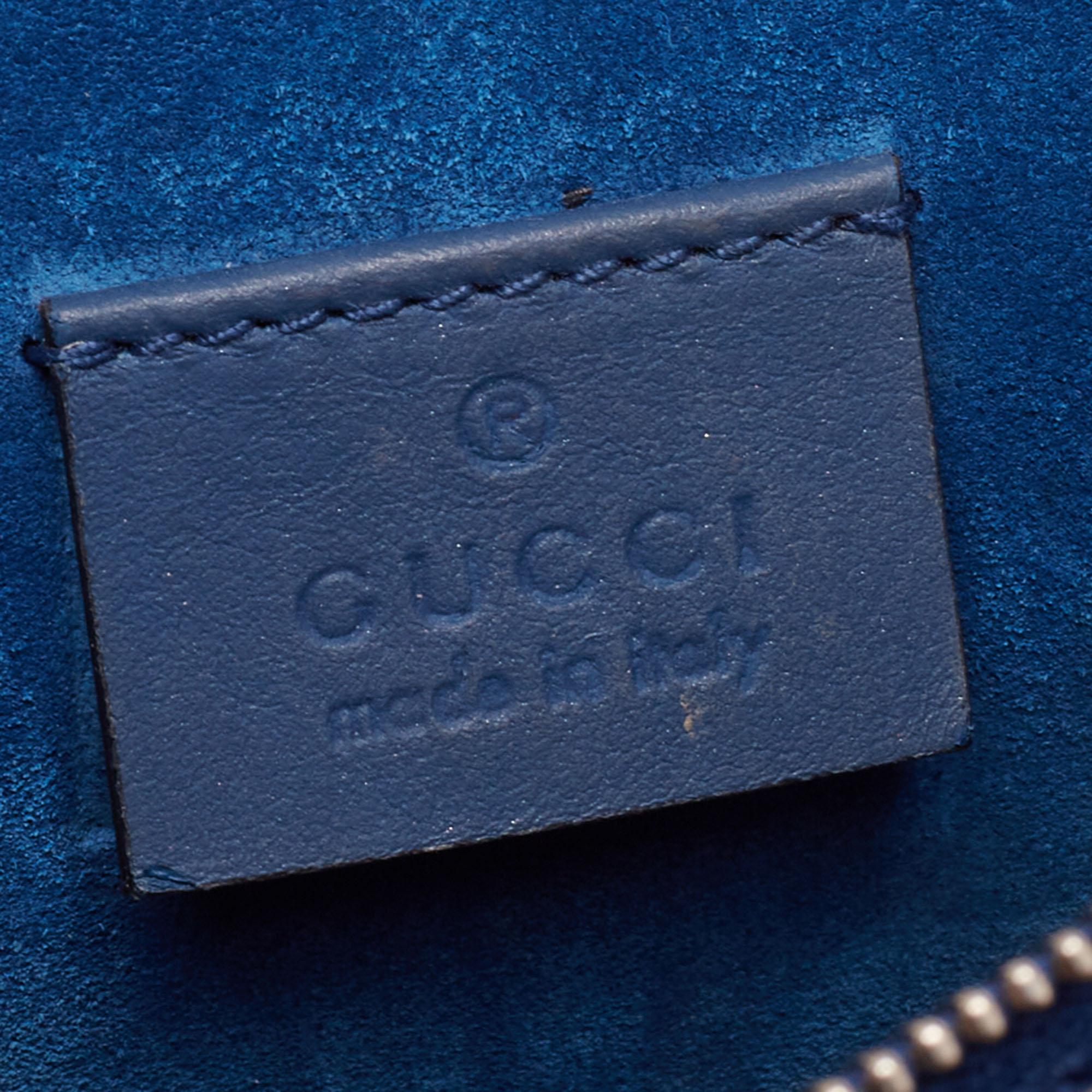 Women's Gucci Blue/Beige GG Supreme Canvas and Suede Small Dionysus Blooms Shoulder Bag