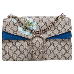 Gucci Blue/Beige GG Supreme Canvas and Suede Small Dionysus Blooms Shoulder Bag