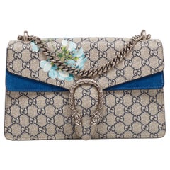 Gucci GG Supreme Umhängetasche aus Segeltuch und Wildleder in Blau/Beige von Dionysus Blooms