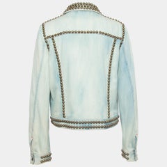 Gucci Blue Bird Applique Denim Studded Jacket M