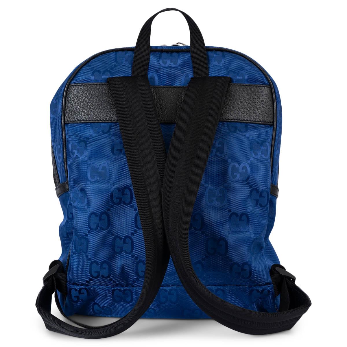 GUCCI blue black GG MONOGRAM ECONYL OFF THE GRID Backpack Bag In Excellent Condition For Sale In Zürich, CH