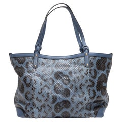 Gucci Tote Tasche aus blauem und schwarzem Python und Leder