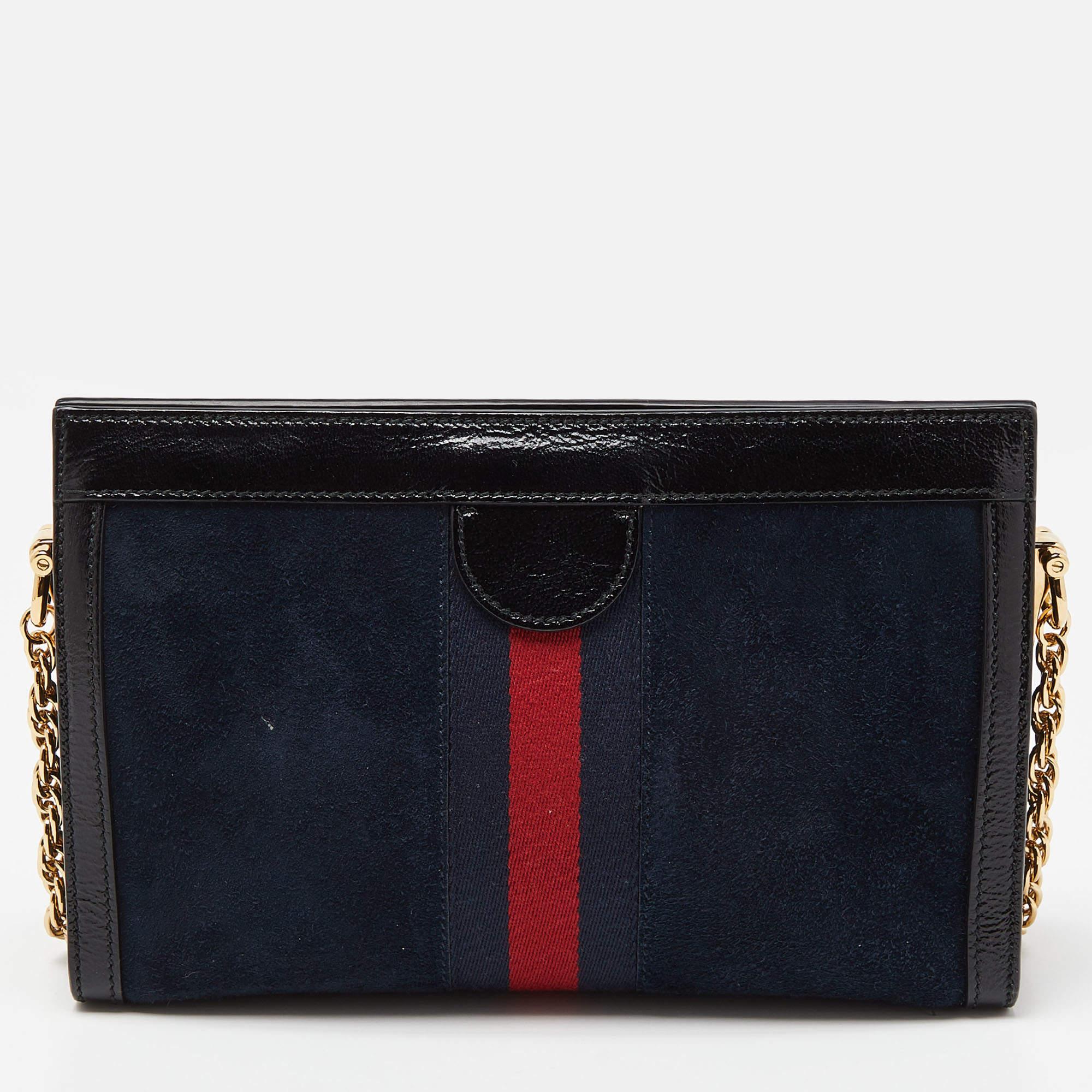 Women's or Men's Gucci Blue/Black Suede andLeather Ophidia Chain Bag