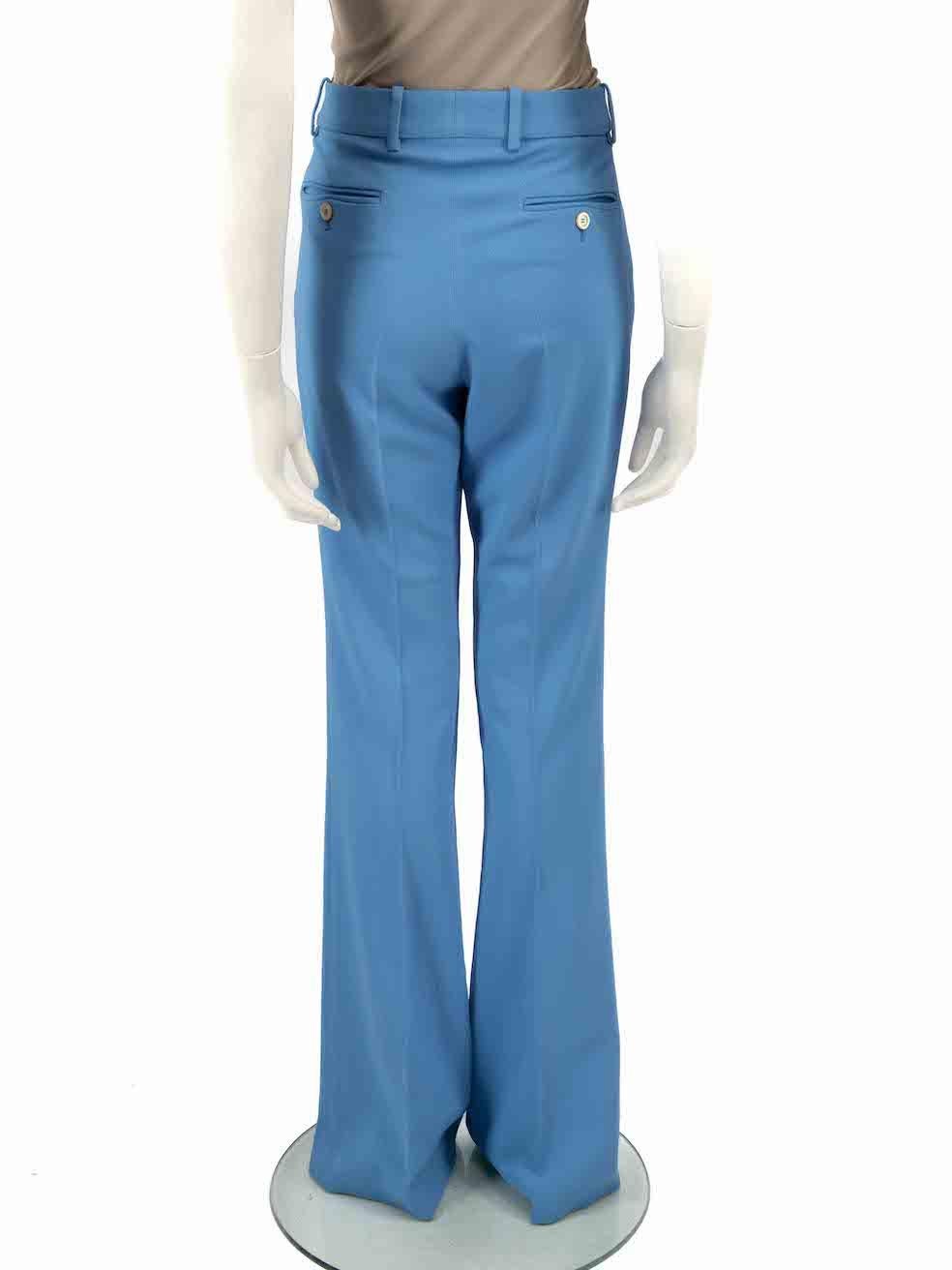 Gucci Blue Boot Cut Tailored Trousers Size M In Good Condition For Sale In London, GB