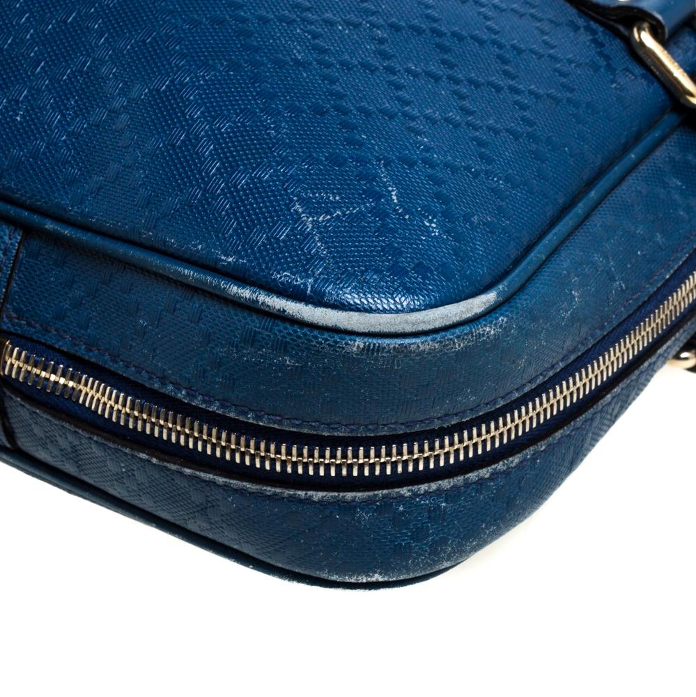Gucci Blue Bright Diamante Leather Medium Briefcase In Fair Condition In Dubai, Al Qouz 2