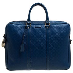 Used Gucci Blue Bright Diamante Leather Medium Briefcase