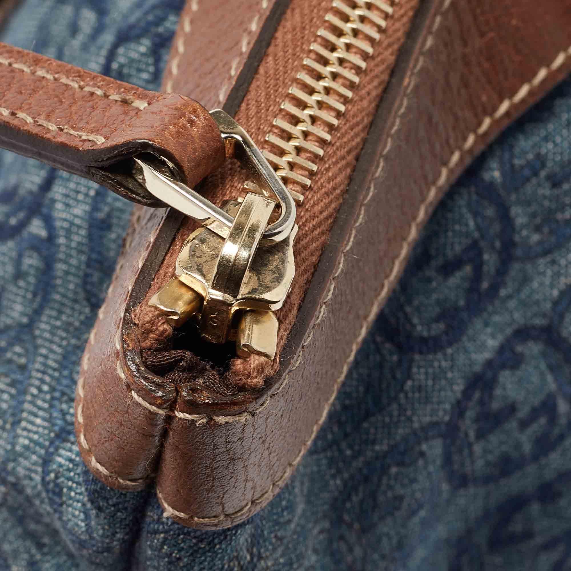 Gucci Blue/Brown GG Denim and Leather Abbey D-Ring Tote 3