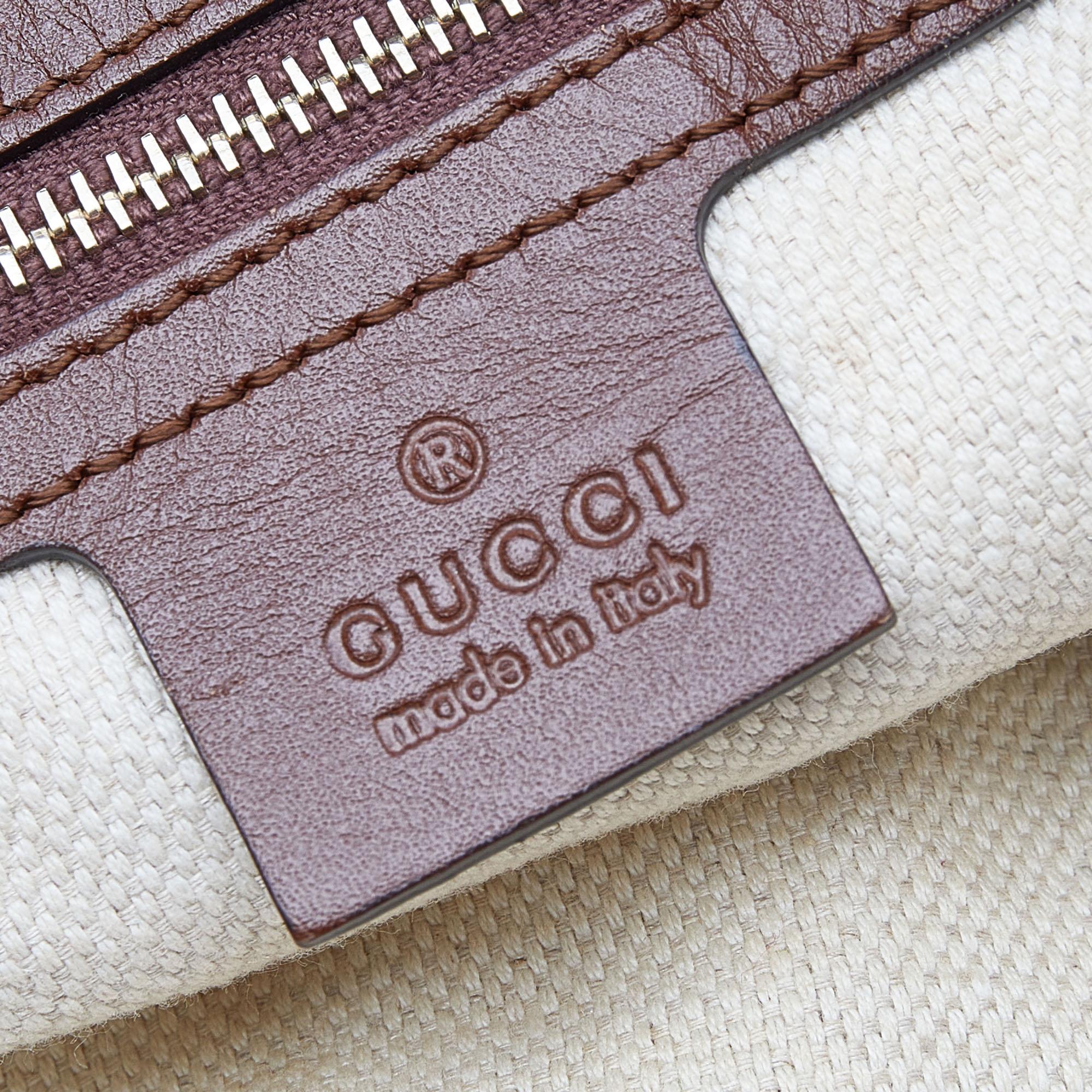 Gucci Blue/Brown GG Distressed Denim and Leather Medium Valentine Tote In Good Condition In Dubai, Al Qouz 2