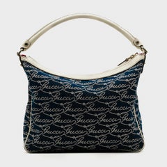 Gucci Blue Canvas and Cream Leather Handbag, Circa 2010s