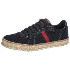 Gucci Blue Canvas Low Top Espadrille Sneakers Size 42.5