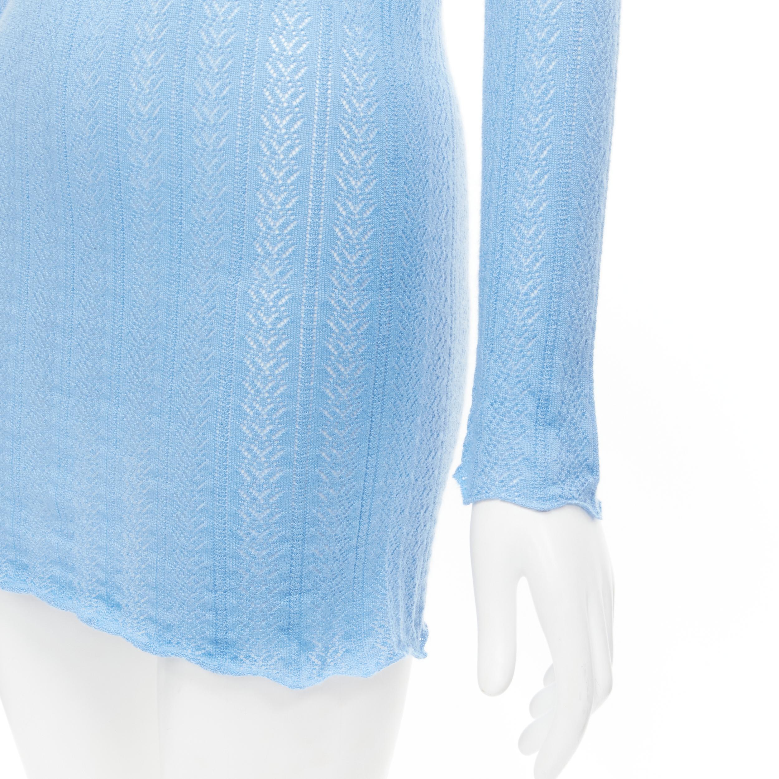 GUCCI blue cashmere silk intarsia fine knit turtleneck sweater tunic  2