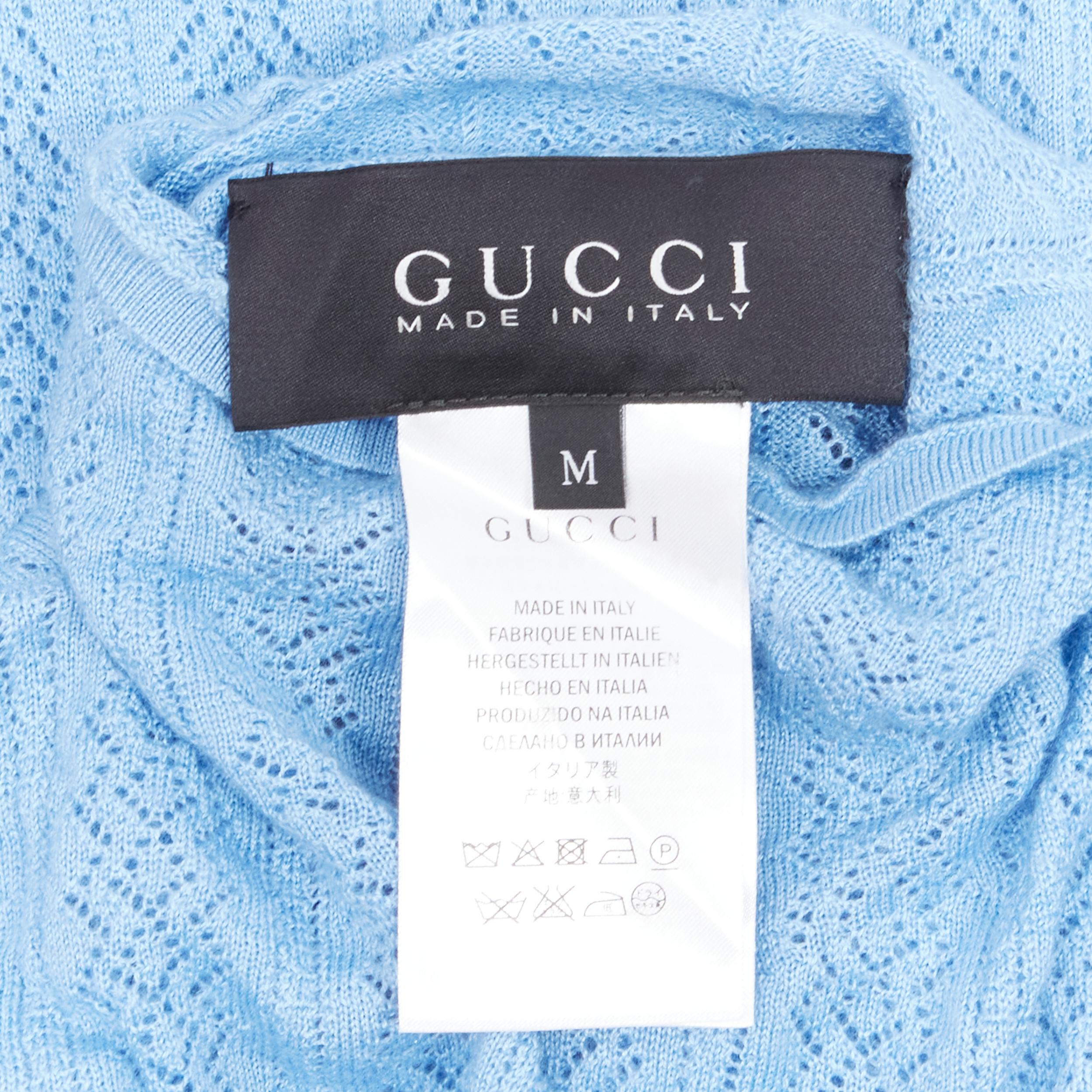 GUCCI blue cashmere silk intarsia fine knit turtleneck sweater tunic  3