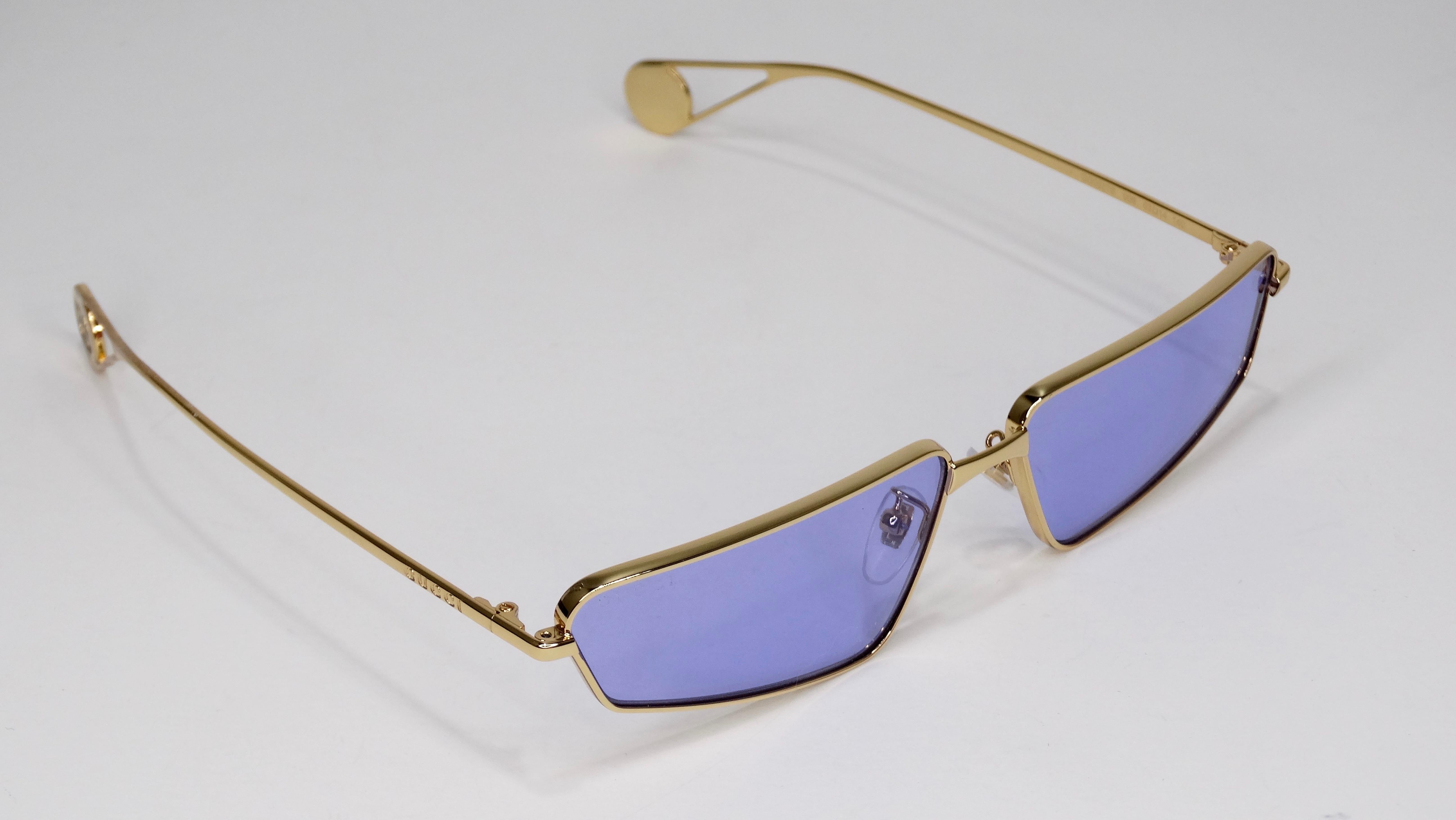 Gucci Blue Cat Eye Sunglasses In Excellent Condition For Sale In Scottsdale, AZ