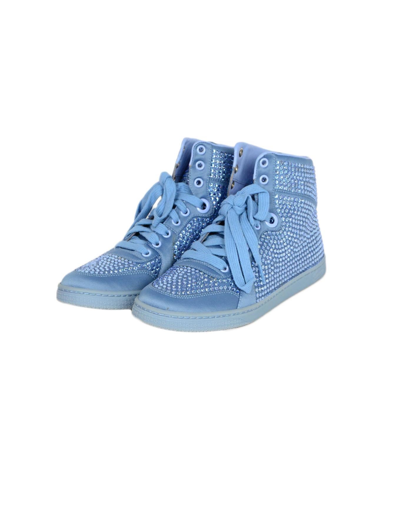 Gucci Blue Coda Crystal Hi Tops Sneakers sz 37.5 For Sale at 1stDibs
