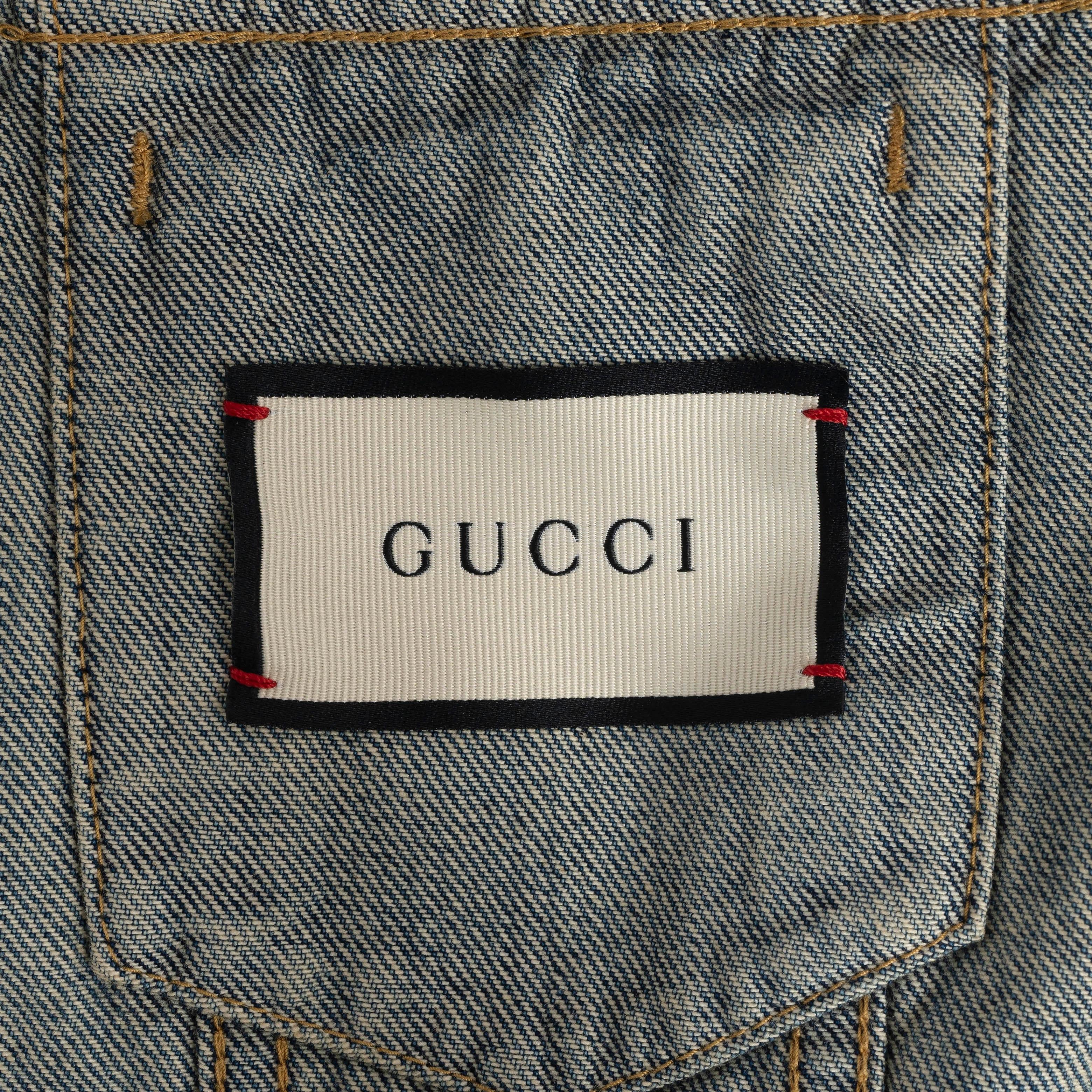 GUCCI blue cotton 2017 BLIND FOR LOVE FLORAL DENIM Jacket 40 S 2