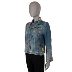 GUCCI blue cotton 2017 BLIND FOR LOVE FLORAL DENIM Jacket 42 M